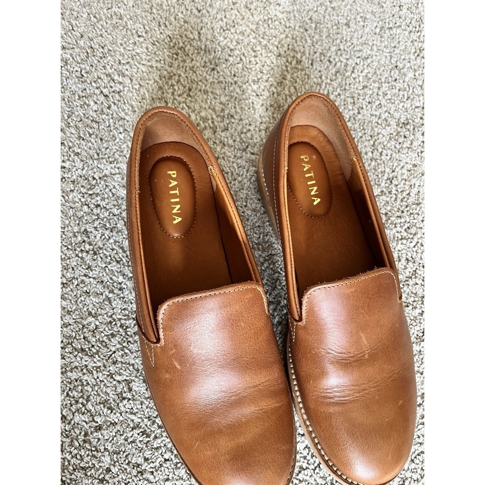 Patina Footwear Tan Brown Leather Loafers Slip On Flats Shoes Womens  9 EUR 39.5 - Picture 2 of 9